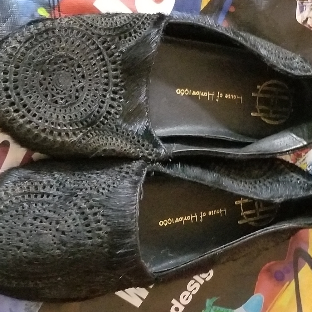 House of Harlow horse hair moccasins slip on shoes
